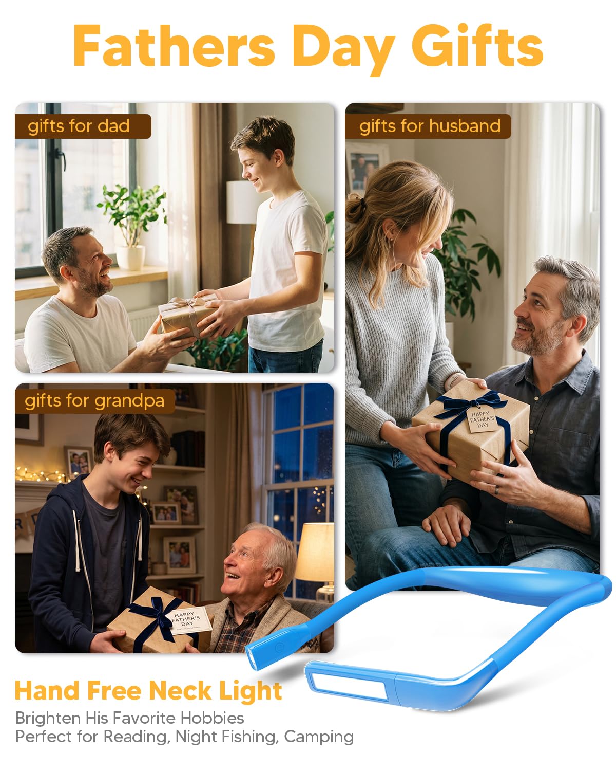 EastPin neck light with round spotlight for long-range tasks
