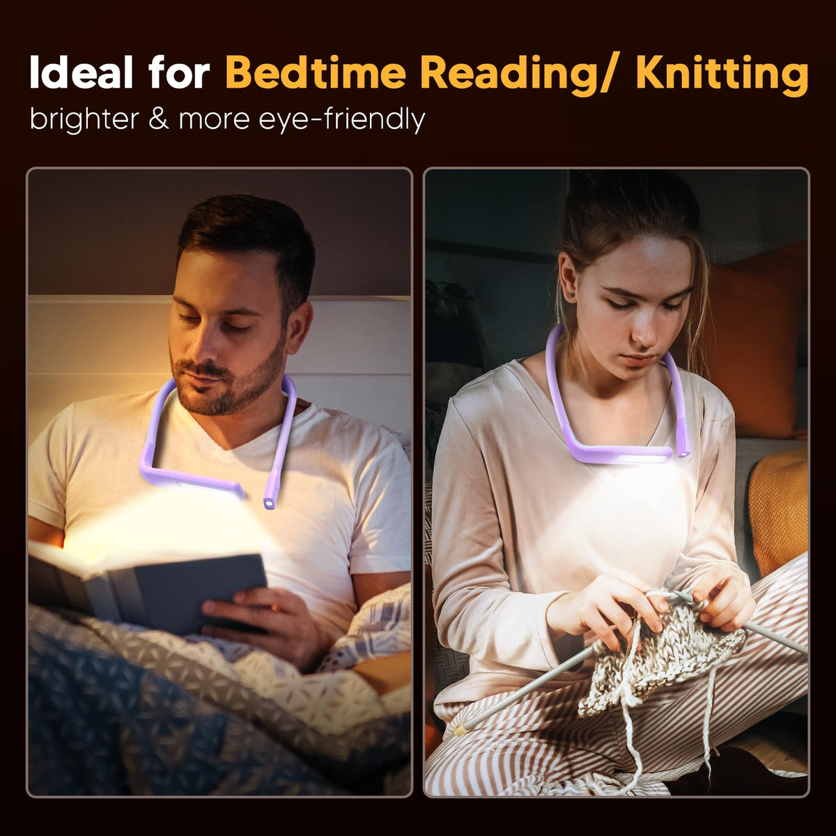 EastPin purple neck reading light outdoor use for camping or night-time adventures.