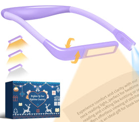 EastPin purple neck reading light with rectangular lamp provides even page illumination for reading.