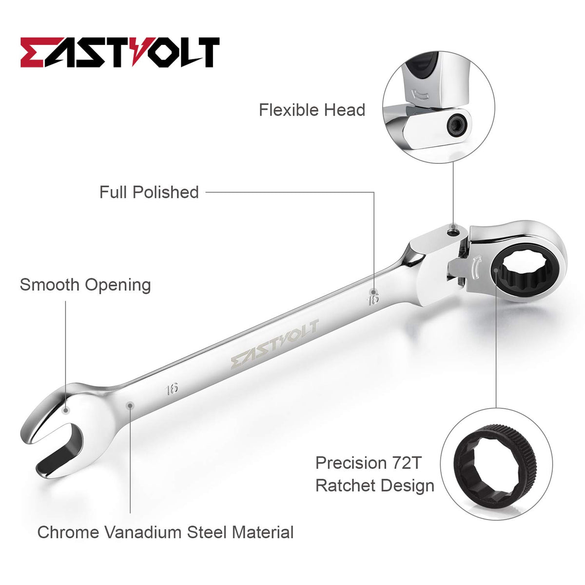 Eastvolt 72-tooth ratchet close-up showing smooth engagement