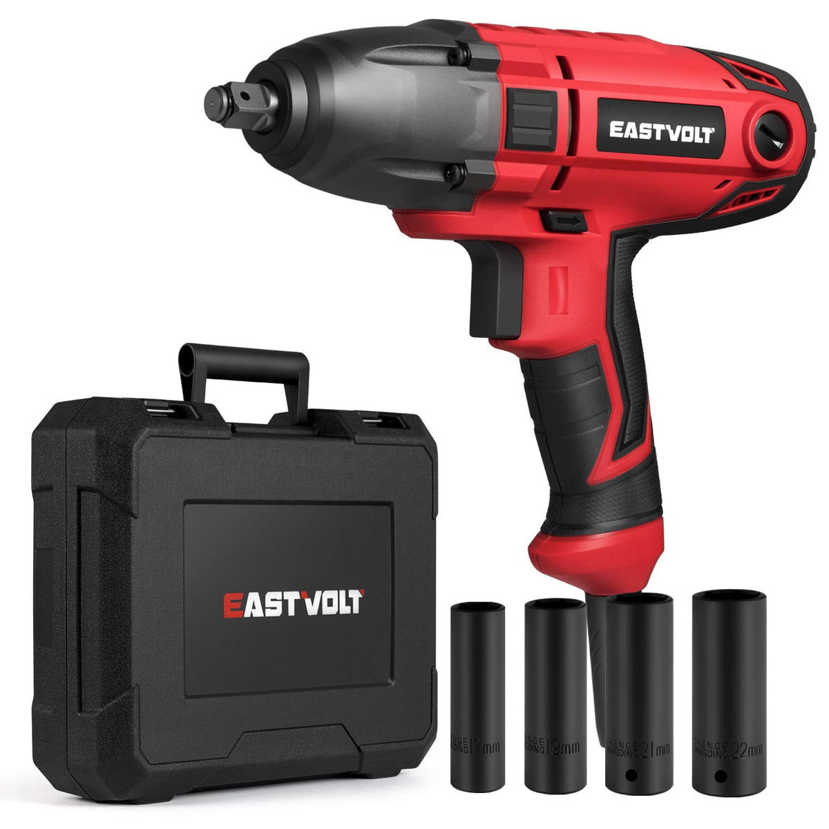 Eastvolt 800W impact wrench front view, rugged design for heavy-duty use