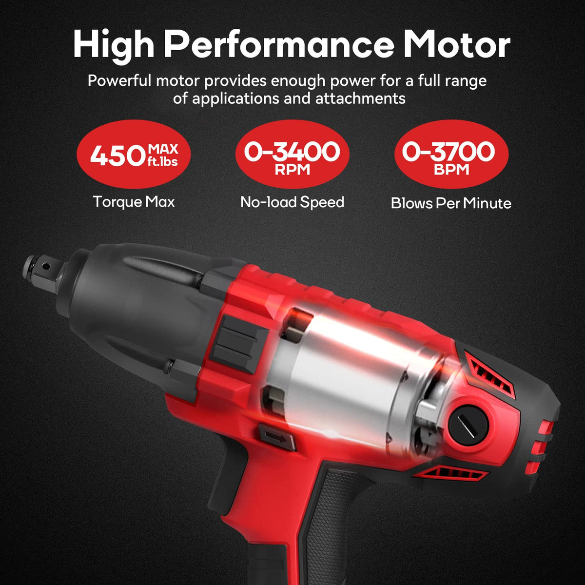 Eastvolt 800W impact wrench with hog ring anvil for secure sockets
