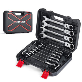 Eastvolt flex-head ratcheting wrench in a tight-space setting for easy access
