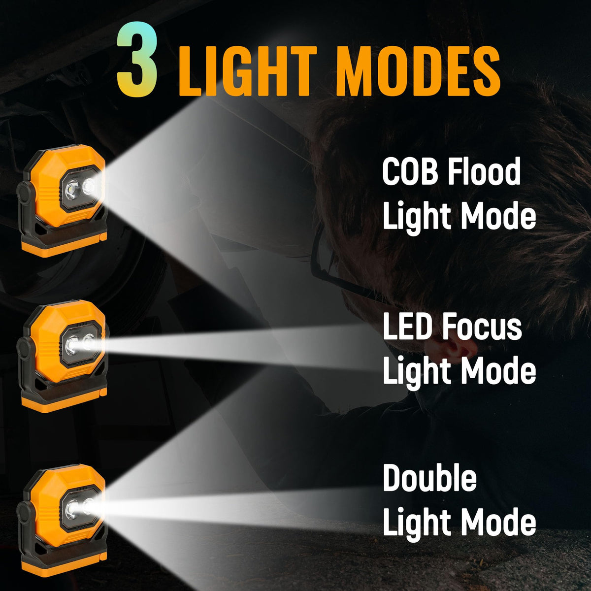 Easymaxx work light with 360° rotatable bracket offers versatile lighting angles.