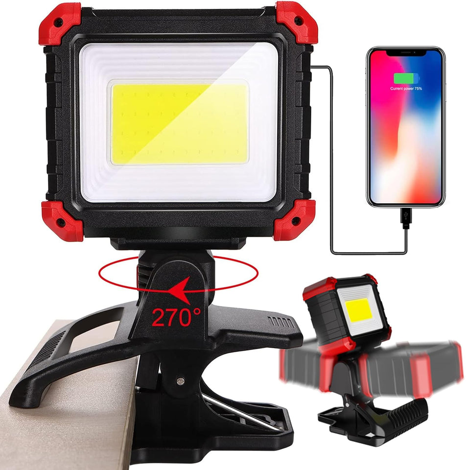 Easymaxx LED rechargeable work light with clip for versatile workspace illumination