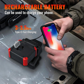 Easymaxx rechargeable work light charges via USB and powers mobile devices
