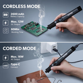 EasyWox rechargeable soldering pen with 2600mAh battery for cordless work.