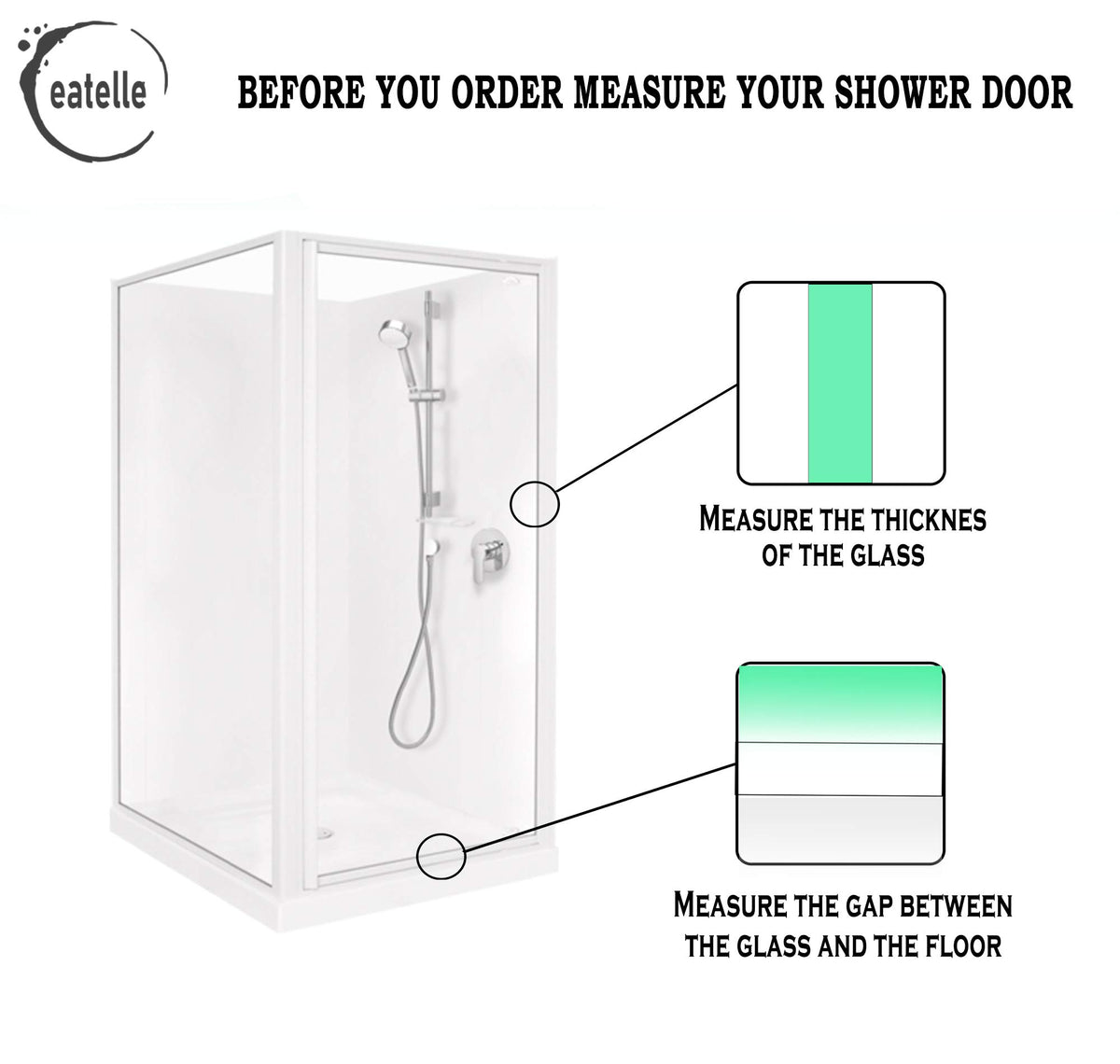 eatelle seal in use on glass shower door during daily rinse.