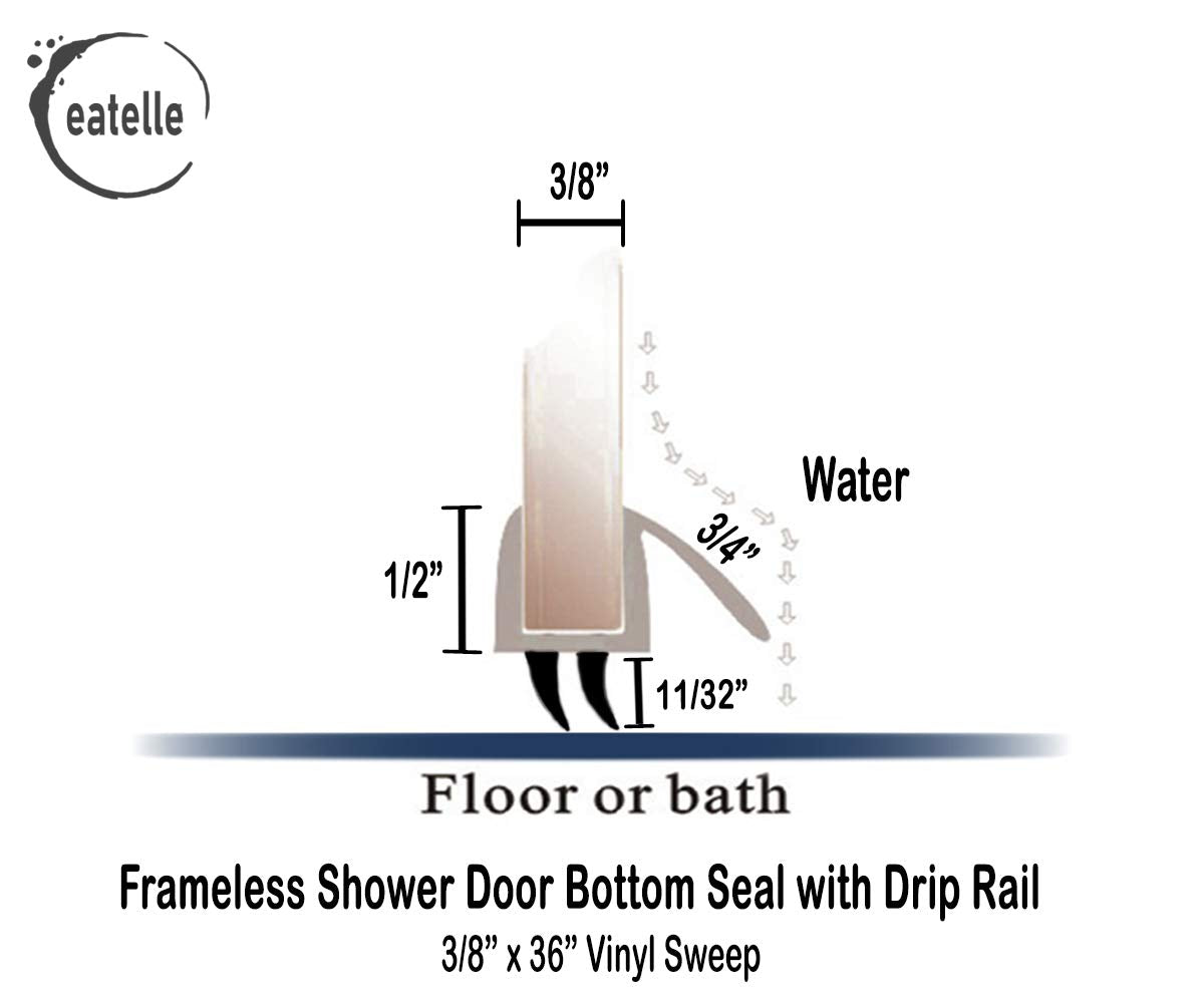 Eatelle shower door bottom seal clear polycarbonate for near-glass clarity.