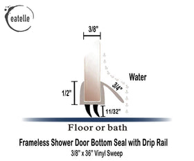 Eatelle shower door bottom seal clear polycarbonate for near-glass clarity.