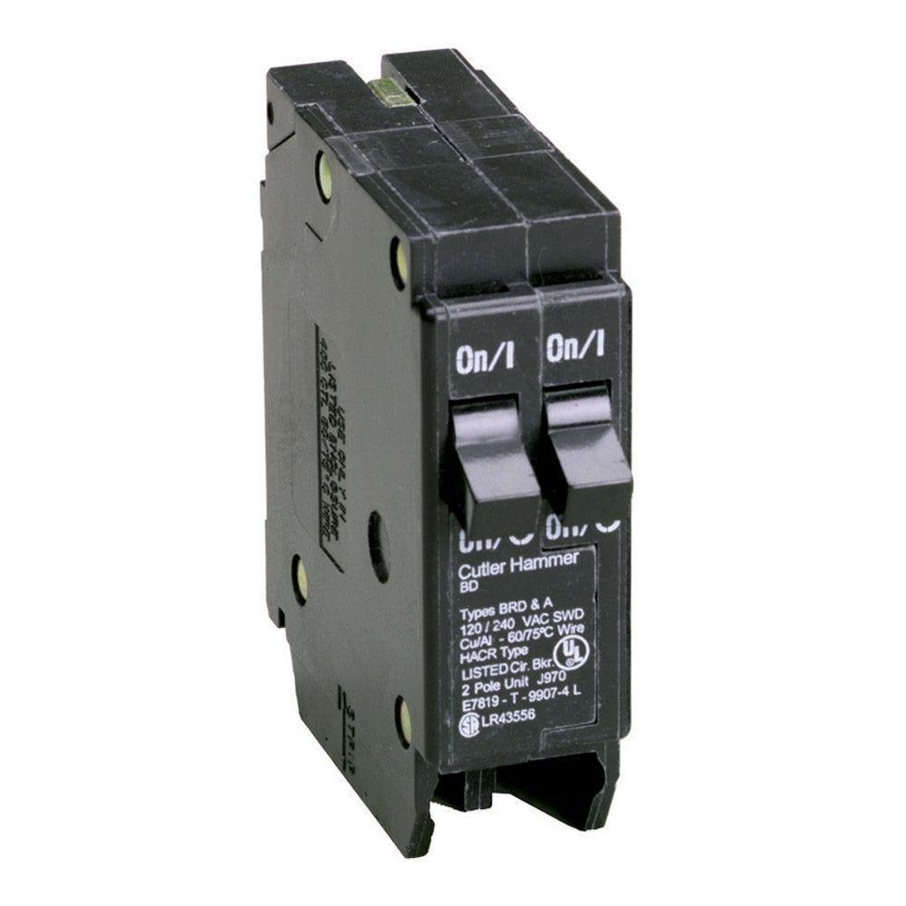 Eaton BD2020 duplex breaker front view showing compact, reliable circuit protection