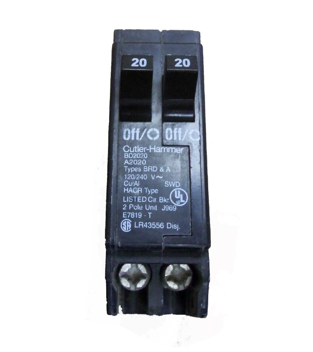 Eaton BD2020 duplex breaker label view for quick identification and easier replacement