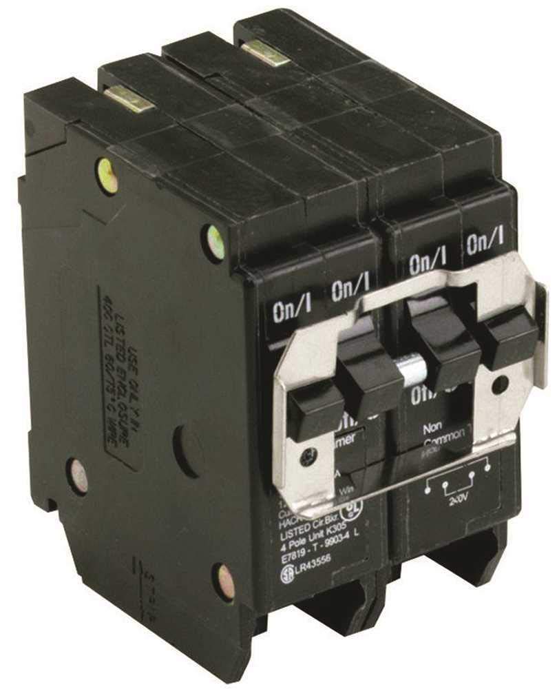 Eaton BQC230230 quad breaker with 2-pole 30A for BR load centers, common trip protection.