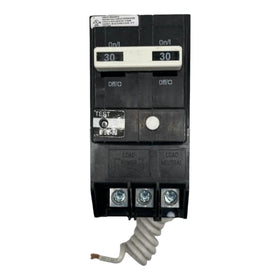 Eaton BRN230GF label detail showing 30A rating and KAIC capacity