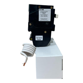 Eaton BRN240GF neutral-pigtail closeup emphasizes quick installation and reliability