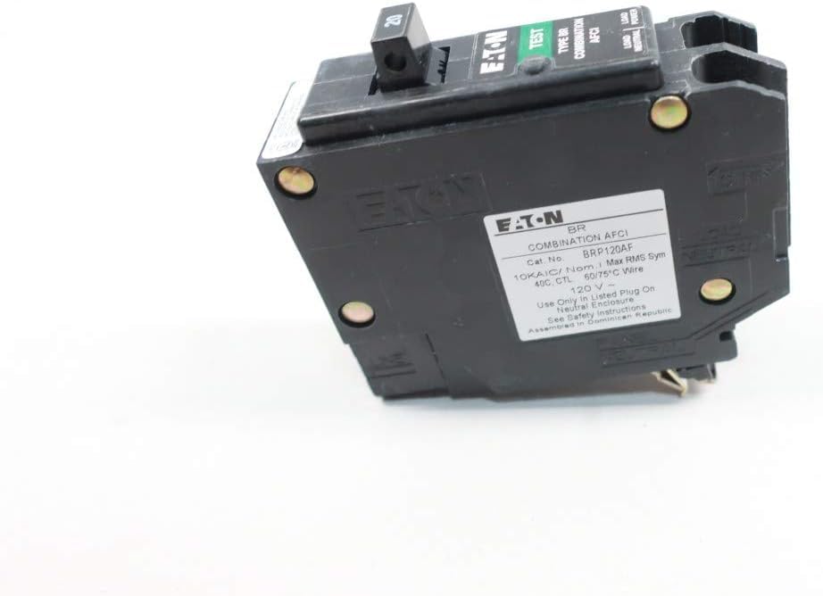 Eaton BRP120AF arc-fault indicator highlights protection features.