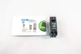 Eaton BRP120AF label detail with voltage and rating information.