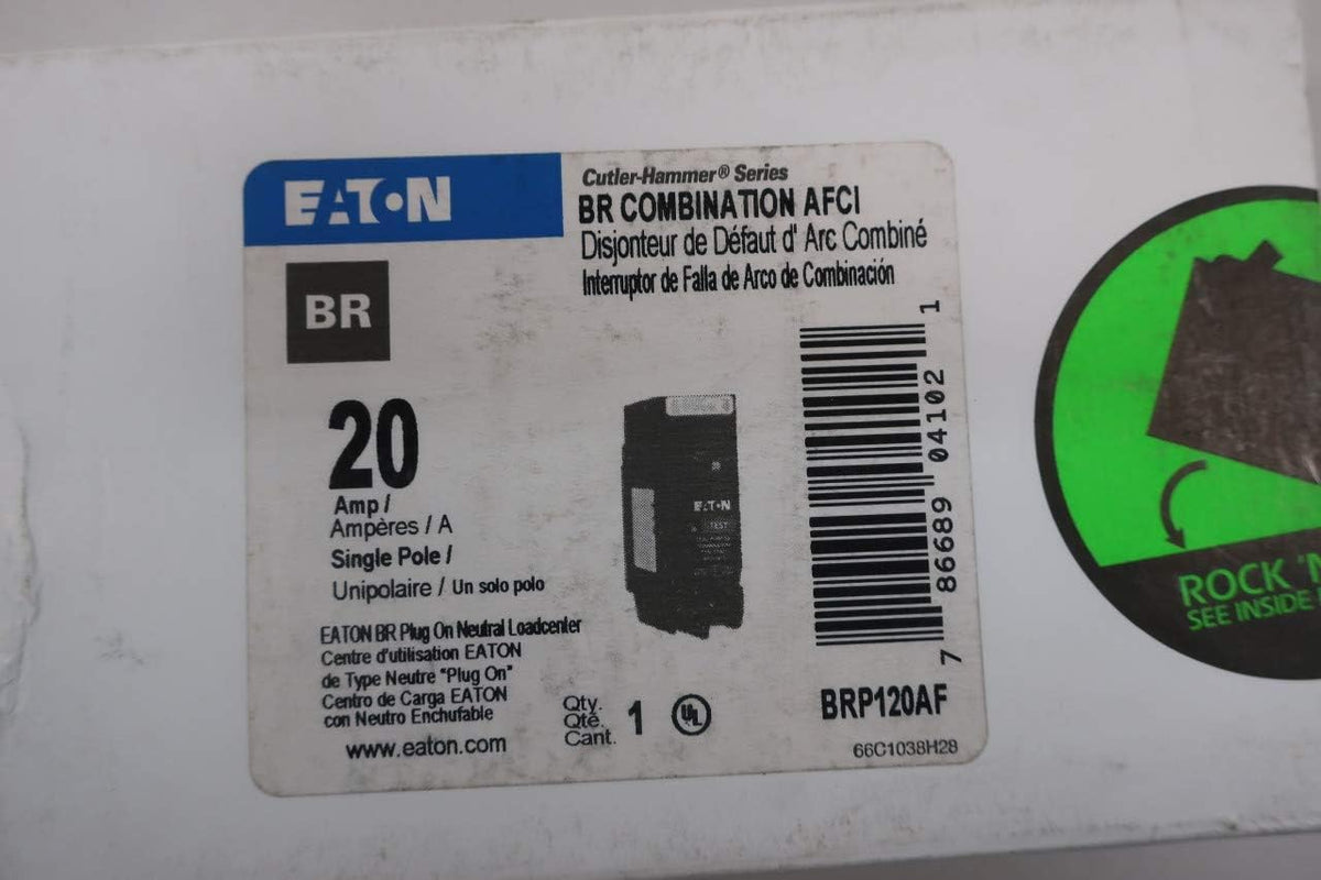 Eaton BRP120AF panel installation scene showing plug-on neutral use.