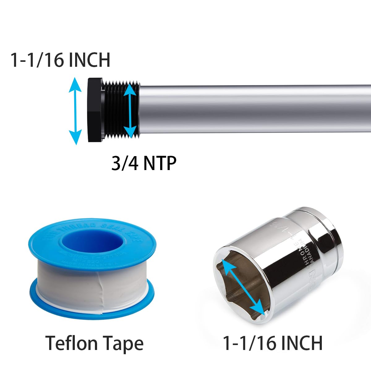 Eau four-part rod segments allow flexible length in tight spaces