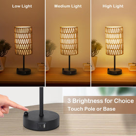 Eayaya linen rattan shade lamp emits soft light for reading