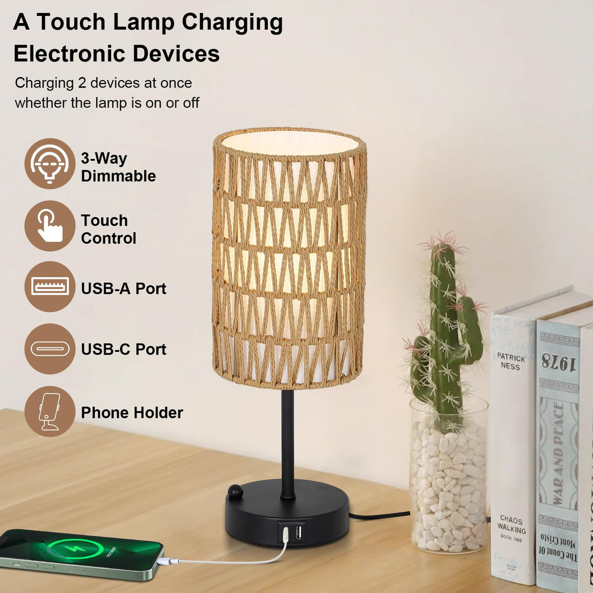 Eayaya USB port table lamp keeps devices powered while relaxing
