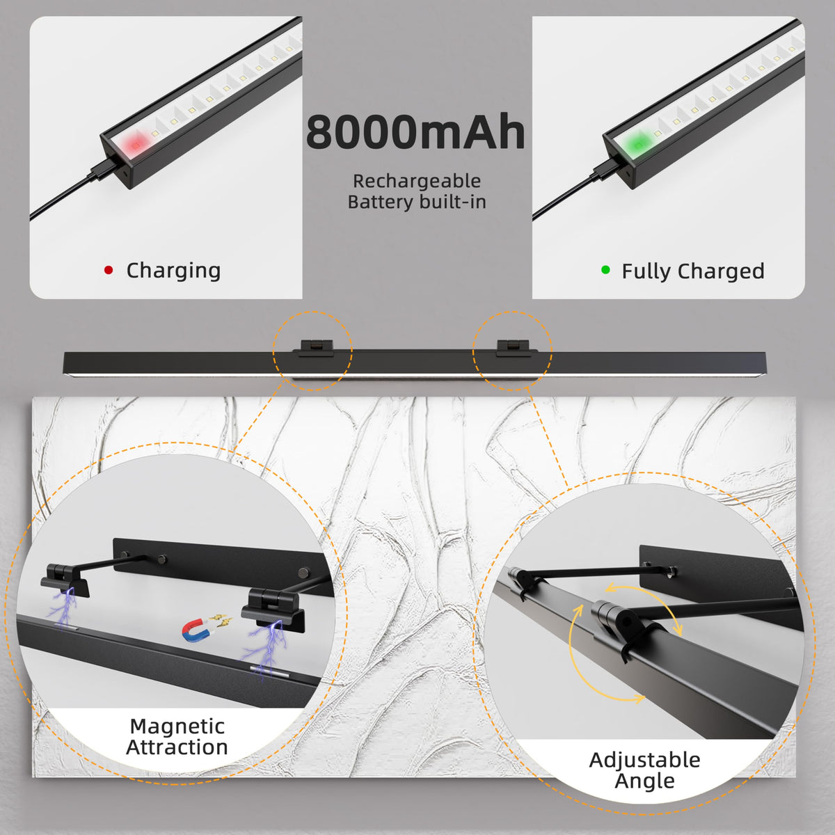 EAYOYAE adjustable-angle painting light highlighting artwork from optimal positions
