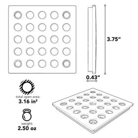 Ebbe E4404 square grate detail shows precise fit with elegance.
