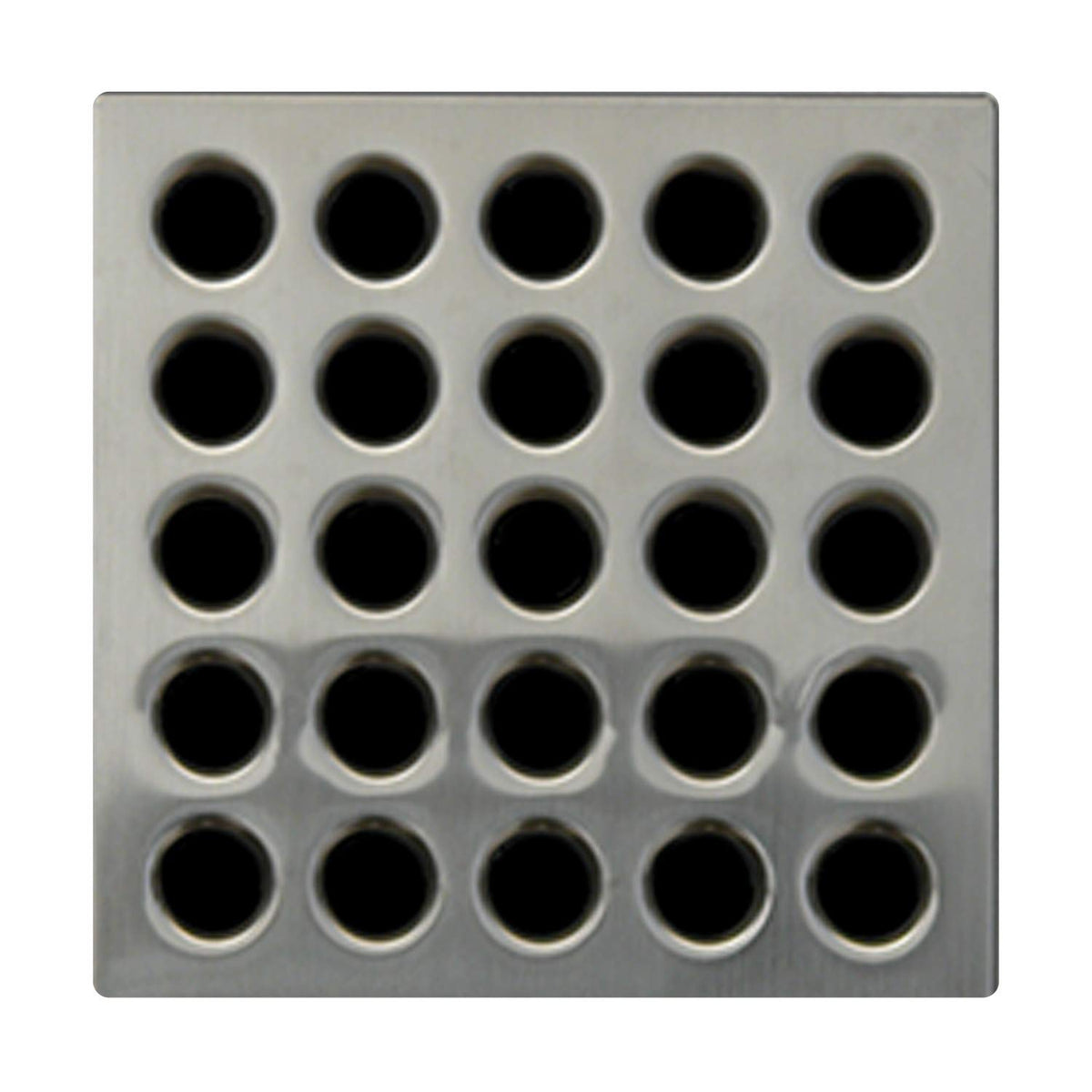 Ebbe E4404 square grate in brushed nickel enhances modern bathroom style.