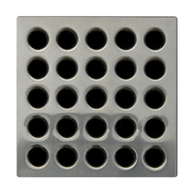 Ebbe E4404 square grate in brushed nickel enhances modern bathroom style.