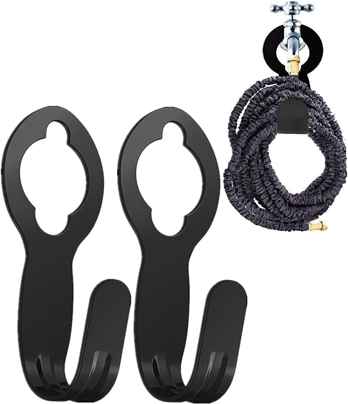 Ebliiny hose hanger wall mount keeps a 50ft expandable hose organized and off the ground.
