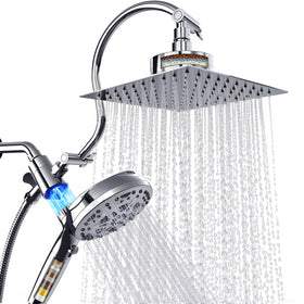 eboatop dual-filtered shower head with magnetic handheld and 8-inch square rain face for a refreshing shower.