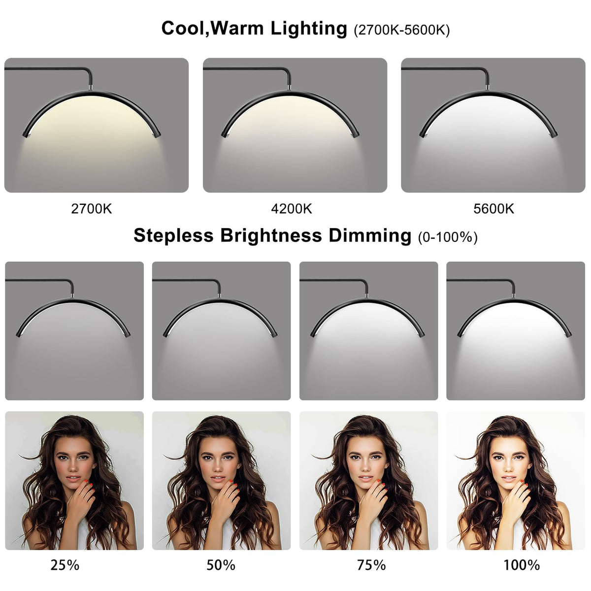 ebrlaxin Cool and Warm Light Settings support versatile beauty work