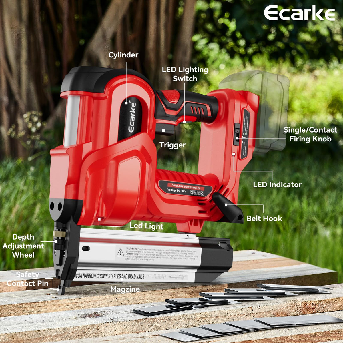 Ecarke 100-nail magazine supports longer runs without frequent reloading.