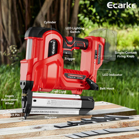 Ecarke 100-nail magazine supports longer runs without frequent reloading.