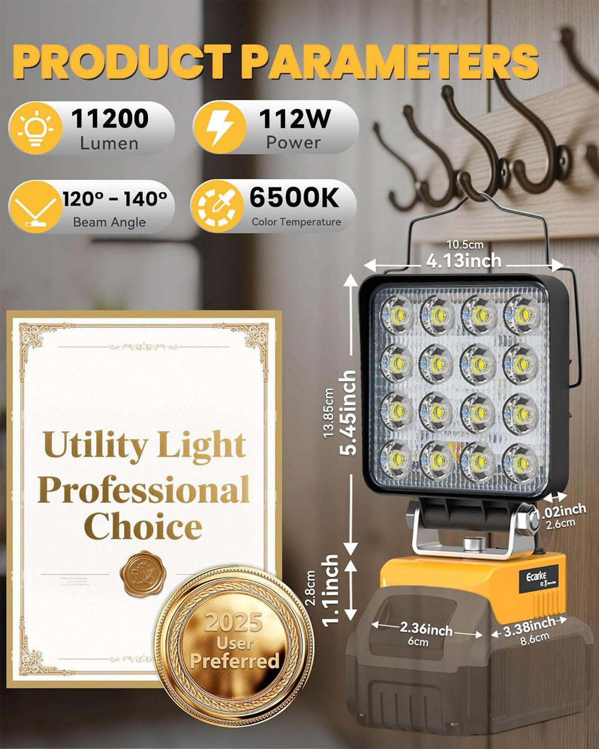 Ecarke high-brightness 11200LM mode illuminates car repairs and workshop tasks.