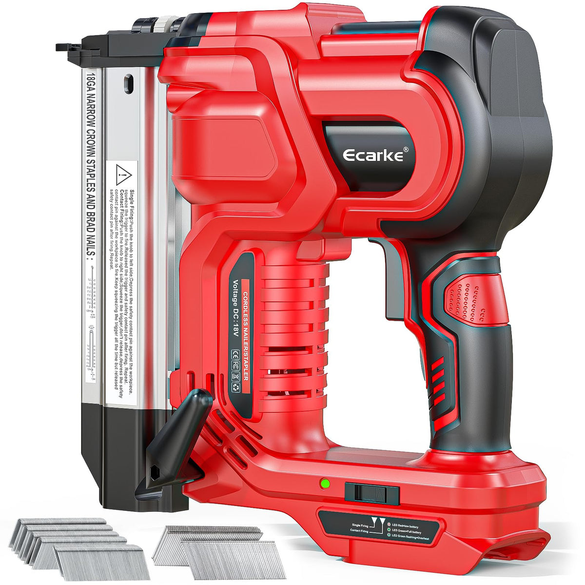 Ecarke 2in1 brad nailer stapler cordless for versatile fastening on woodworking projects.