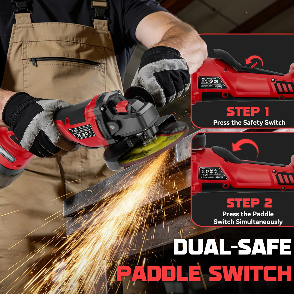 Ecarke brushless 1000W motor delivers efficient power and longer tool life.