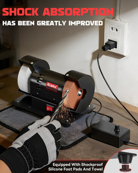 Ecarke bench grinder anti-vibration feet reduce movement during use