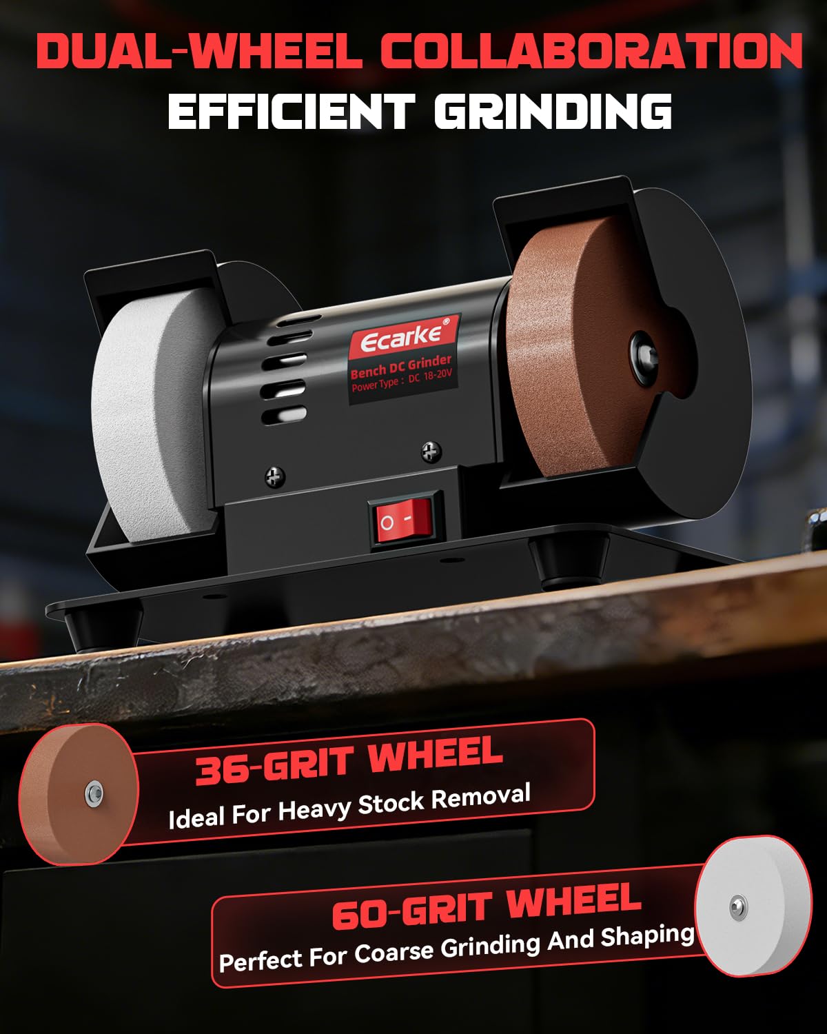 Ecarke grinder sharpening knives and drills with stable bevels
