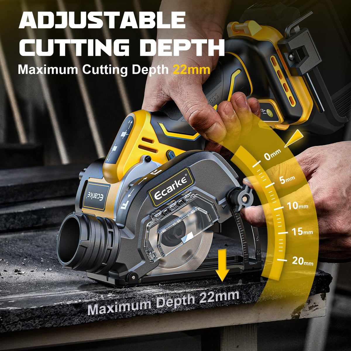 Brushless motor delivering up to 20,000 RPM for fast material cutting.
