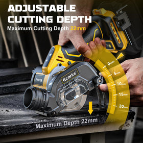 Brushless motor delivering up to 20,000 RPM for fast material cutting.