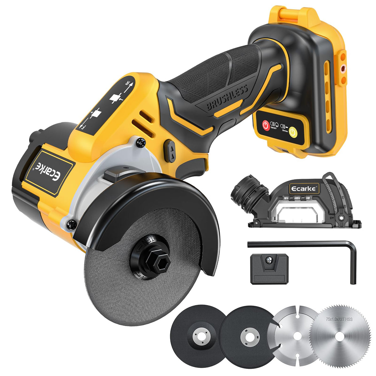 Ecarke tool in use on wood with a compact, comfortable grip and precise cut.