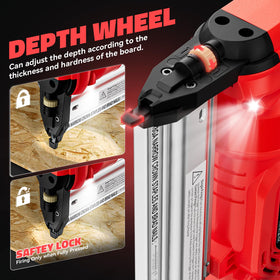 Ecarke depth adjustment wheel for precise drive depth on delicate pieces.