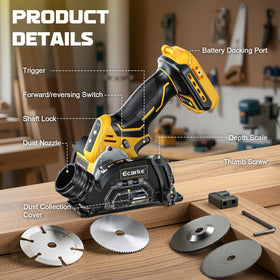 Forward and reverse switch for versatile cutting directions during tasks.