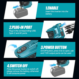 Ecarke inverter with low voltage protection to safeguard Makita battery life