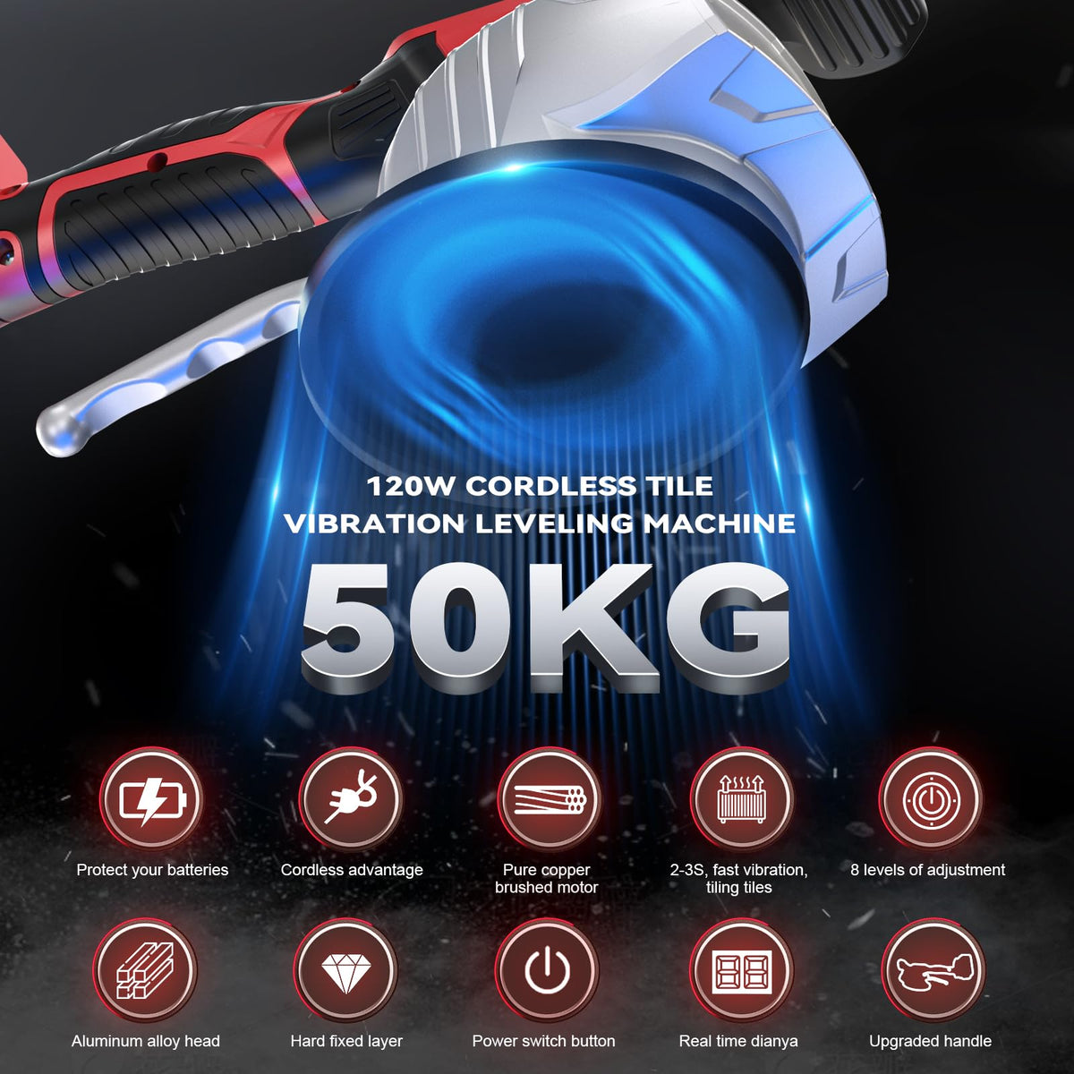 Ecarke Milwaukee 18V compatible leveler delivers cordless tiling efficiency.