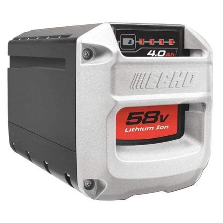 Echo 58V battery in use with tools—fast recharge for big jobs.