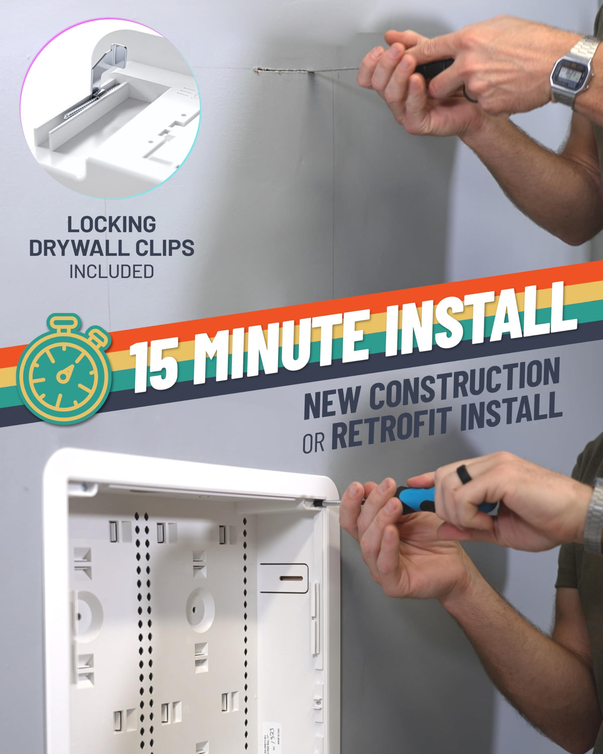 ECHOGEAR supports Apple TV and Roku in a single wall-mounted enclosure.