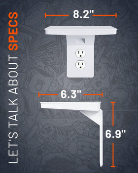 ECHOGEAR Wide Outlet Shelf supports standard and Decora outlets for flexible placement.