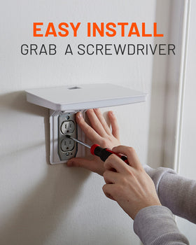 ECHOGEAR Wide Outlet Shelf includes hardware and faceplates for quick installation.